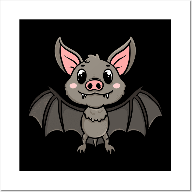 Fruit Bat Cute Bat Gift Motif Wall Art by Shirtjaeger